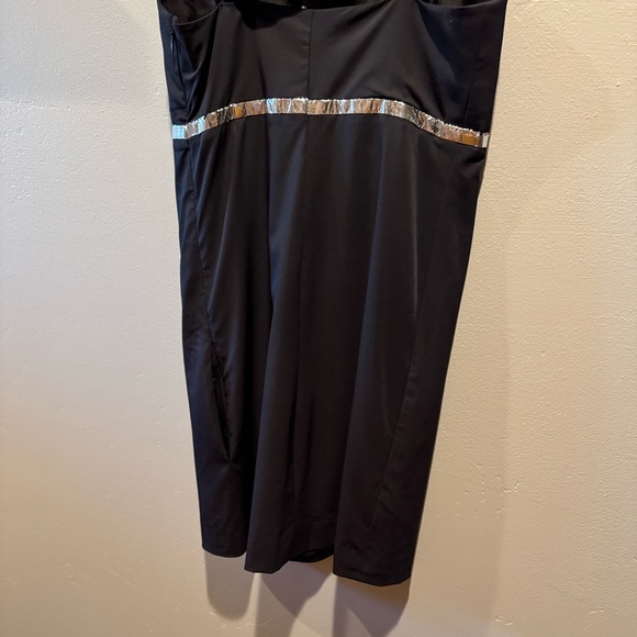 Chloe NWT New Black Asymmetrical One-Shoulder Cocktail Dress with Silver Trim - Picture 16 of 16